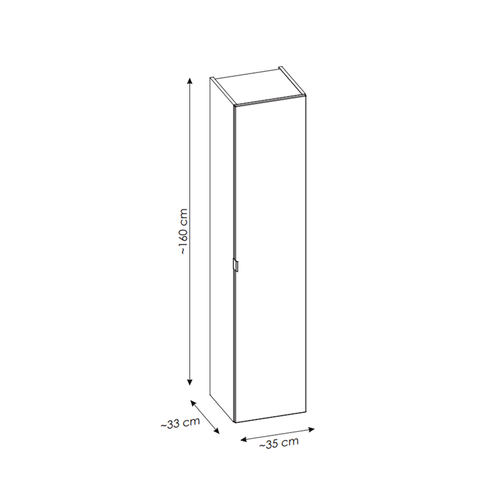 Colonne De Salle De Bain - 35 X 160 Cm - 1 Porte - 2 Tiroirs - Bold Black