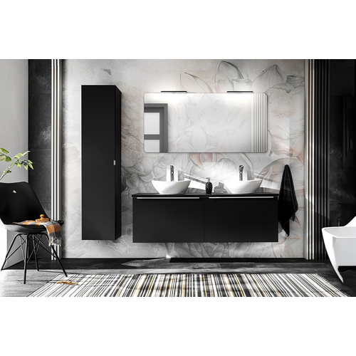 Colonne De Salle De Bain - 35 X 160 Cm - 1 Porte - 2 Tiroirs - Bold Black