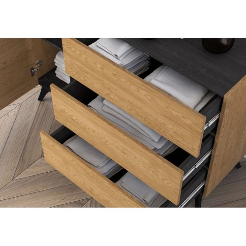 Buffet 3 Tiroirs Et 1 Porte - H.82 X L.170 X P.40 Cm - Toscane - Bois