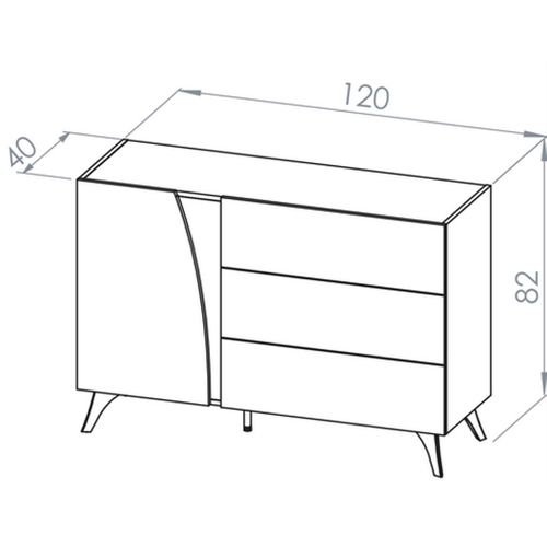 Buffet 3 Tiroirs Et 1 Porte - H.82 X L.170 X P.40 Cm - Toscane - Bois