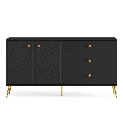 Buffet Avec 3 Tiroirs Et 2 Portes - H.85 X L.160 X P.40 Cm - Eliot - Noir