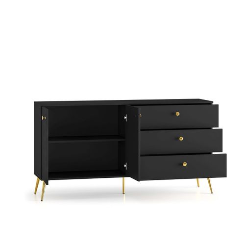 Buffet Avec 3 Tiroirs Et 2 Portes - H.85 X L.160 X P.40 Cm - Eliot - Noir