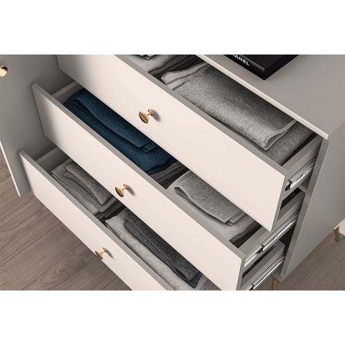 Buffet 1 Porte Et 3 Tiroirs - H.85 X L.40 X L.120 Cm - Selgy - Beige