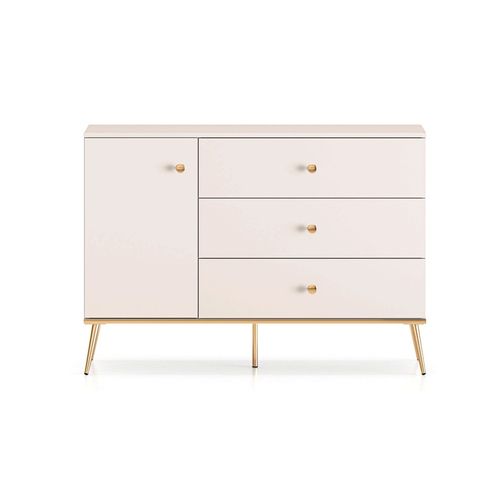 Buffet 1 Porte Et 3 Tiroirs - H.85 X L.40 X L.120 Cm - Selgy - Beige