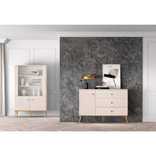 Buffet 1 Porte Et 3 Tiroirs - H.85 X L.40 X L.120 Cm - Selgy - Beige