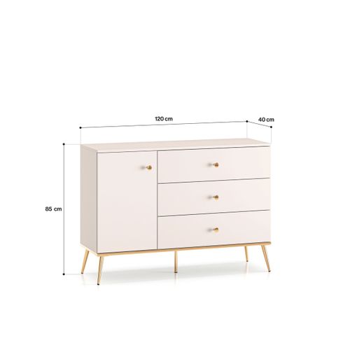 Buffet 1 Porte Et 3 Tiroirs - H.85 X L.40 X L.120 Cm - Selgy - Beige