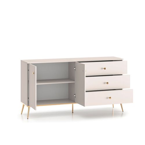 Buffet 3 Tiroirs Et 2 Portes - H.85 X L.40 X L.160 Cm - Selgy - Beige