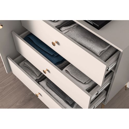 Buffet 3 Tiroirs Et 2 Portes - H.85 X L.40 X L.160 Cm - Selgy - Beige