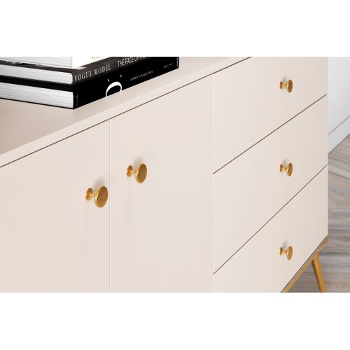 Buffet 3 Tiroirs Et 2 Portes - H.85 X L.40 X L.160 Cm - Selgy - Beige