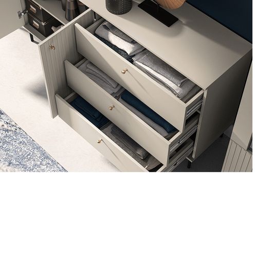 Buffet 2 Portes Et 3 Tiroirs - H.85 X L.40 X L.160 Cm - Sofy - Beige