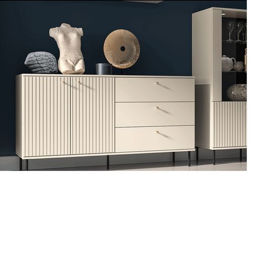 Buffet 2 Portes Et 3 Tiroirs - H.85 X L.40 X L.160 Cm - Sofy - Beige