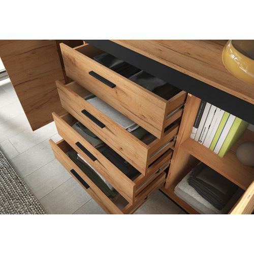 Buffet 4 Tiroirs Et 1 Porte - H.90 X L.40 X L.115 Cm - Ury - Bois