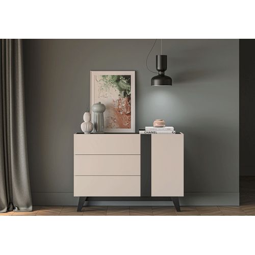 Buffet Avec 3 Tiroirs Et 1 Porte - H.85 X L.40 X L.120 Cm - Freon - Beige