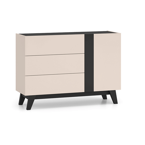 Buffet Avec 3 Tiroirs Et 1 Porte - H.85 X L.40 X L.120 Cm - Freon - Beige
