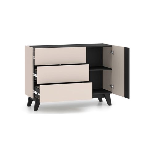Buffet Avec 3 Tiroirs Et 1 Porte - H.85 X L.40 X L.120 Cm - Freon - Beige