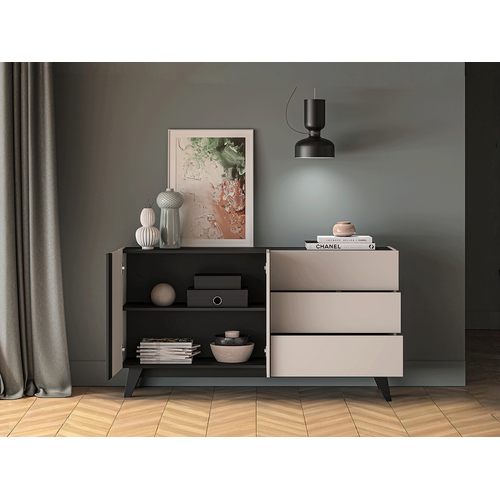 Buffet Avec 3 Tiroirs Et 2 Portes - H.85 X L.40 X L.160 Cm - Freon - Beige