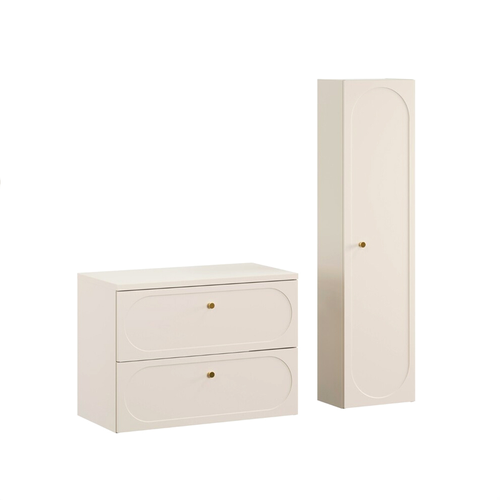 Ensemble De Meubles Sous Vasque - 60 Cm - Avec Plan - Colonne - Sand