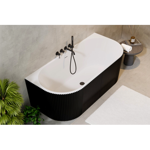 Baignoire Semi Îlot - 150 X 75 Cm - Avec Siphon Chrome - Pieds - Inclus - Leya Black