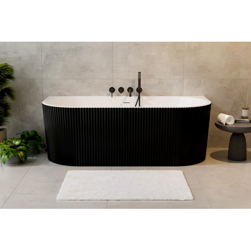 Baignoire Semi Îlot - 150 X 75 Cm - Avec Siphon Chrome - Pieds - Inclus - Leya Black