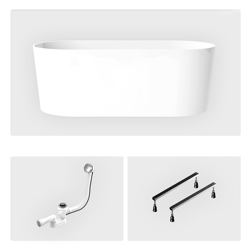 Baignoire Îlot - 160 X 74 Cm - Avec Siphon Chrome - Pieds - Inclus - Lova