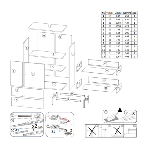 Buffet - L.83 X H.127 X P.43 - Adsy - Bois
