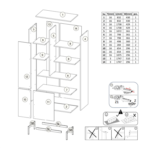 Bibliothèque Haute - L.83 X H.195 X P.43 - Adsy - Bois