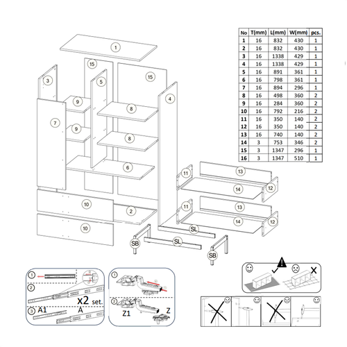 Bibliothèque - L.83 X H.155 X P.43 - Adsy - Vert