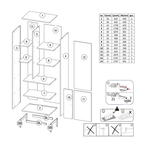 Bibliothèque Haute - L.63 X H.195 X P.43 - Adsy - Vert