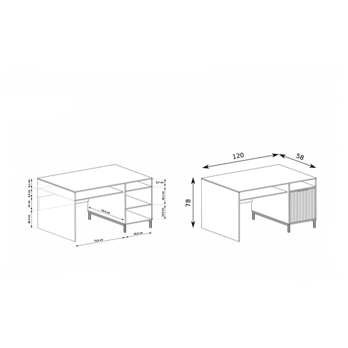 Bureau - L.120 X H.78 X P.58 Cm - Indigo - Denia