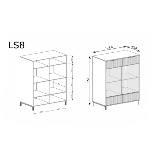 Armoire Vitrine - L.105 X H.150 X P.40 Cm - Indigo - Denia