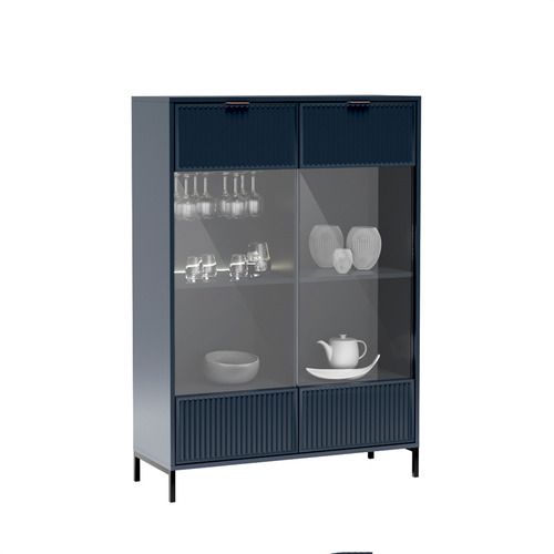 Armoire Vitrine - L.105 X H.150 X P.40 Cm - Indigo - Denia
