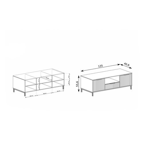 Meuble TV - L.135 X H.56 X P.40 Cm - Indigo - Denia