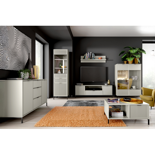 Armoire Vitrine - L.105 X H.150 X P.40 Cm - Cashmere - Denia