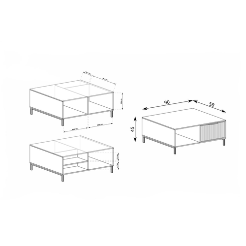 Table Basse - L.90 X H.45 X P.58 Cm - Cashmere - Denia