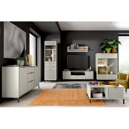 Vitrine - L.54 X H.196 X P.40 Cm - Cashmere - Denia