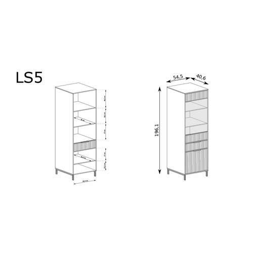 Vitrine - L.54 X H.196 X P.40 Cm - Cashmere - Denia