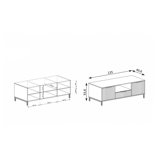 Meuble TV - L.135 X H.56 X P.40 Cm - Cashmere - Denia