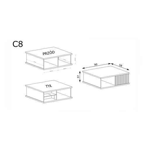 Table Basse - L.90 X H.36 X P.58 Cm - Kavi
