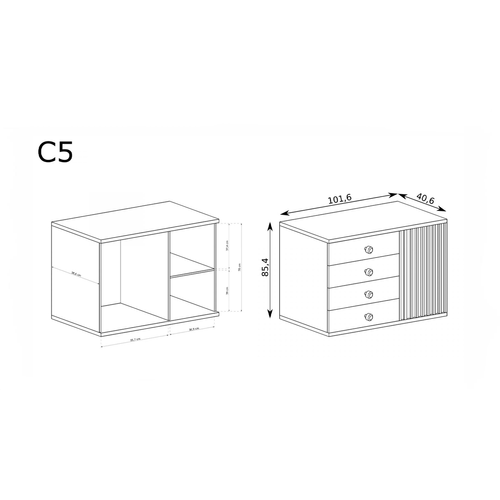 Commode - L.102 X H.85 X P.41 Cm - Kavi