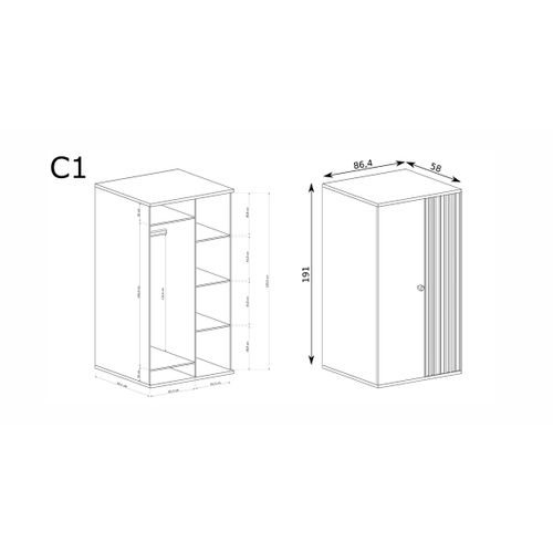 Armoire - L.86 X H.191 X P.58 Cm - Kavi