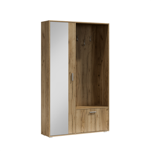 Meuble D’entrée Complet - Avec Penderie, Étagères Chaussures Et Miroir - Bisso - Kraft