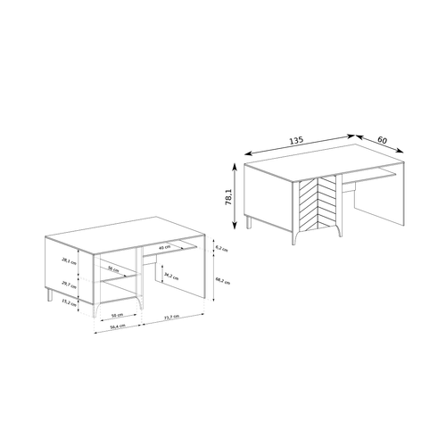 Bureau - L.135 X H.78 X P.60 Cm - Amari - Cachemire