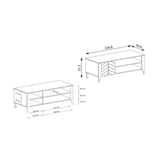 Meuble TV - L.135 X H.57 X P.41 Cm - Amari - Cachemire