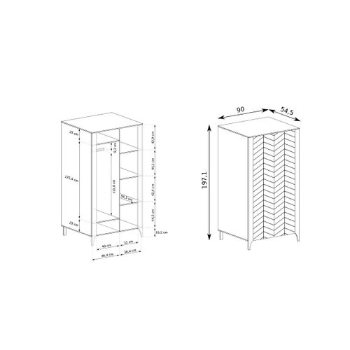 Armoire - L.90 X H.197 X P.55 Cm - Amari - Noir