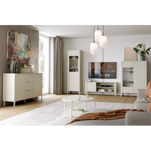 Armoire Vitrine - L.60 X H.197 X P.41 Cm - Amari - Cachemire