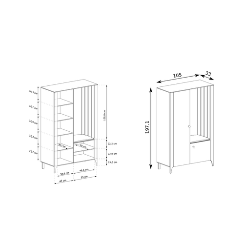 Armoire Dressing - L.105 X H.197 X P.33 Cm - Amari - Noir