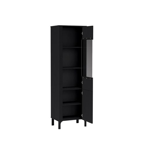 Armoire Vitrine - L.60 X H.197 X P.41 Cm - Amari - Noir
