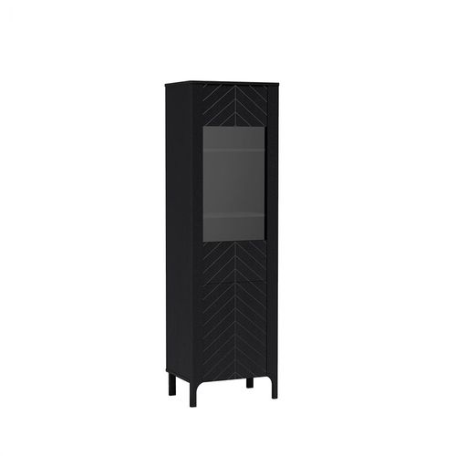 Armoire Vitrine - L.60 X H.197 X P.41 Cm - Amari - Noir