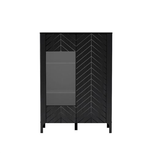 Armoire Vitrine - L.103 X H.145 X P.41 Cm - Amari - Noir