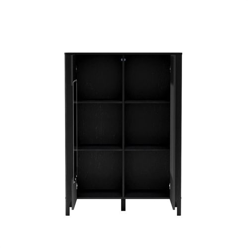 Armoire Vitrine - L.103 X H.145 X P.41 Cm - Amari - Noir